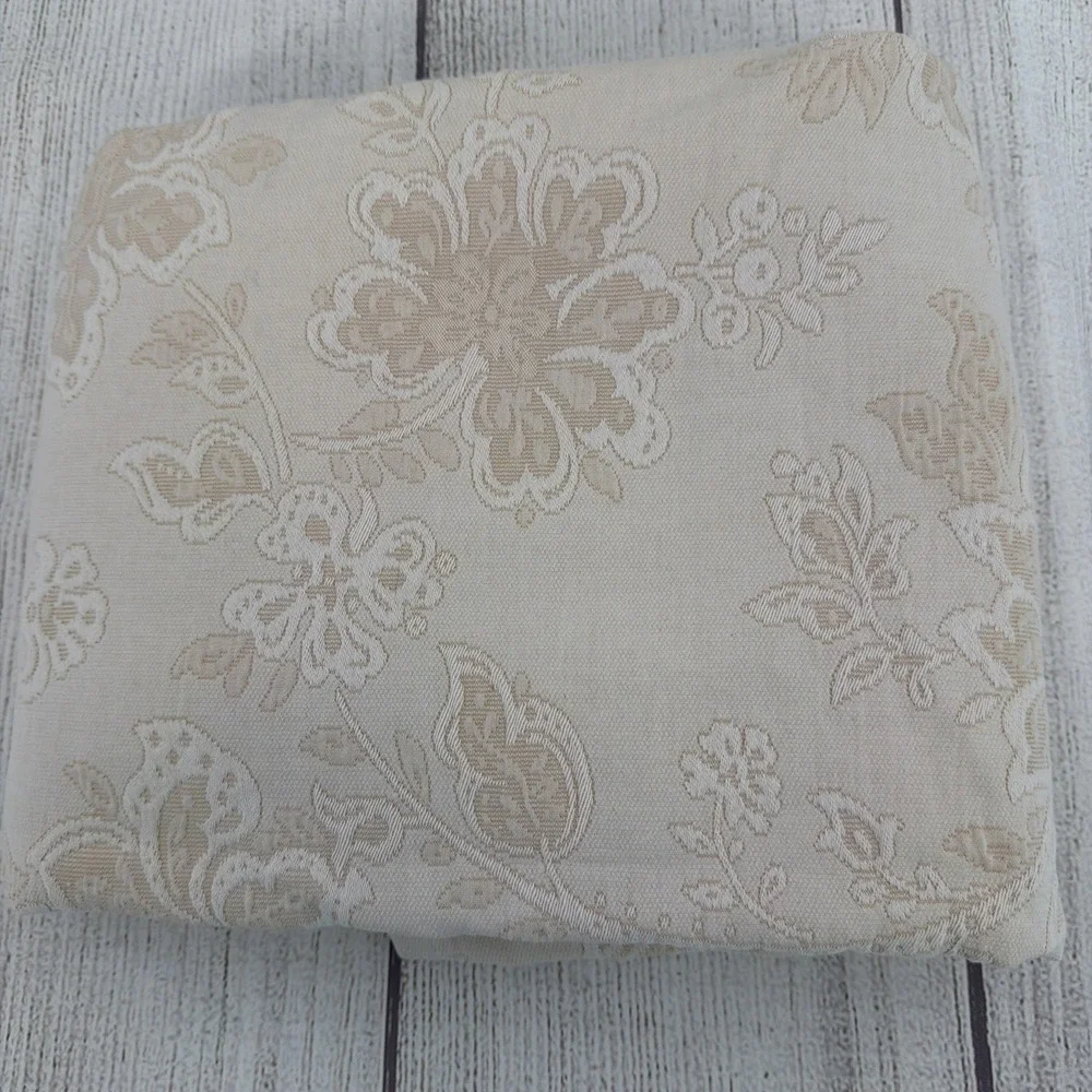 Pereira Da Cunha Shower Curtain Beige Floral Matelasse Portugal 100% Cotton